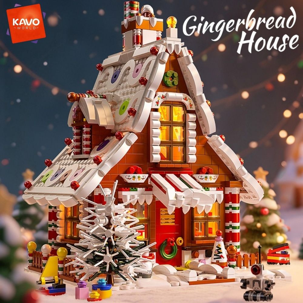 Home Fragrance Gingerbread - KAVOWORLD 1614ピース クリスマスジンジャーブレッドハウス 組み立てブロックセット LEDライト付き お祭り冬の休日向け組み立ておもちゃ
