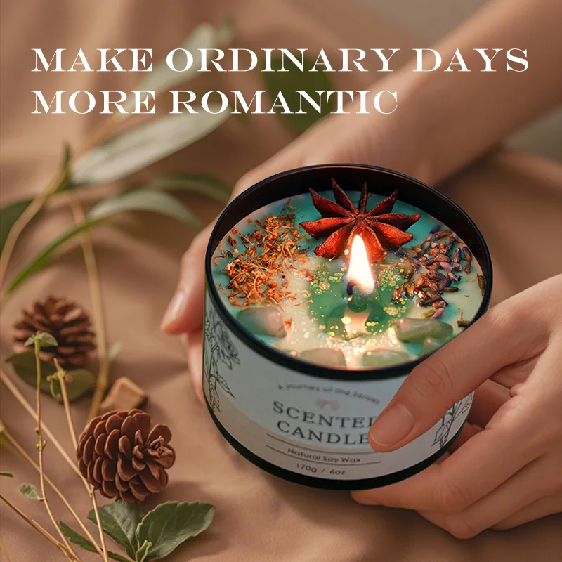 Home Fragrance Jar - クリエイティブクリスタルアロマセラピーキャンドル6オンス - 長持ちする香りの装飾、女性へのユニークなギフト、エレガントなホームフレグランス