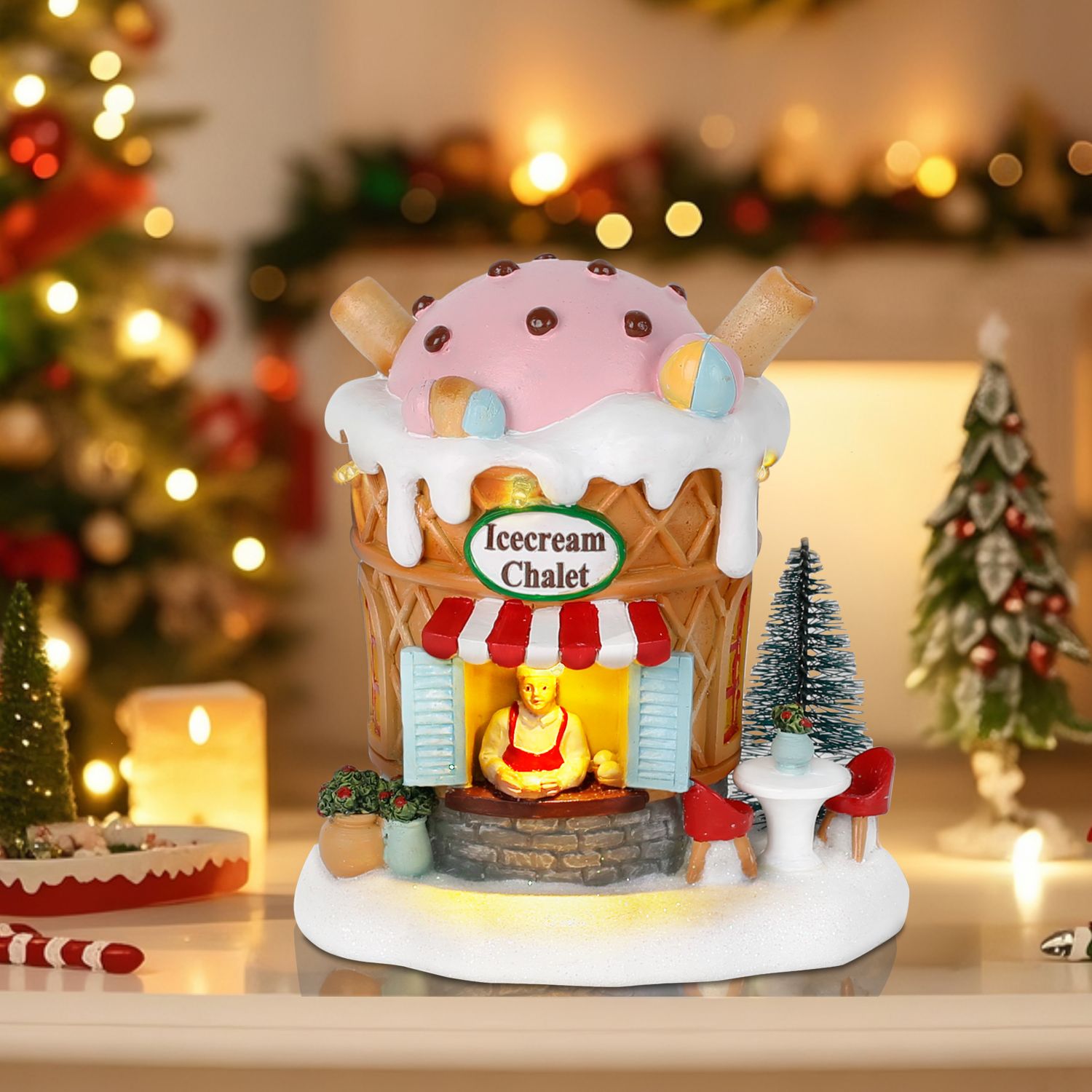 Home Fragrance Gingerbread - ライトアップ ジンジャーブレッド ヴィレッジ ハウス クリスマスデコレーション アイスクリーム