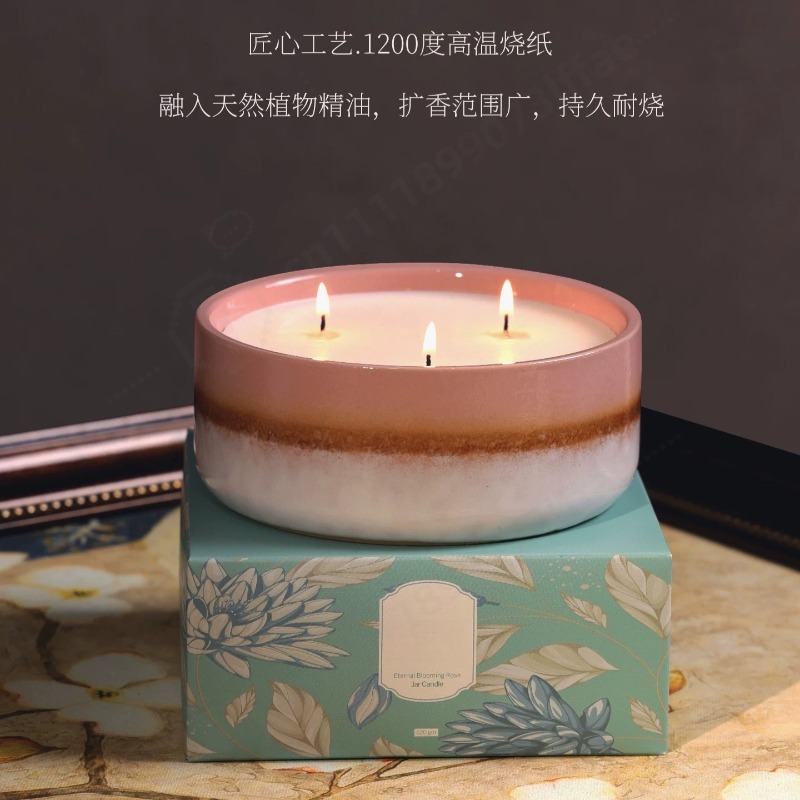 Home Fragrance Jar - 大型セラミックジャー香り付きキャンドルギフトボックス高級ホームフレグランスデコレーションオーナメントアロマキャンドル誕生日ホリデーギフト用