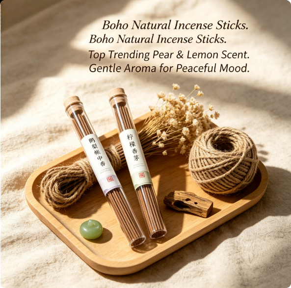 Home Fragrance Trends - 天然香のお香セット、人気のレモンと洋梨の香り、純粋な香りで家をリラックスさせ、瞑想にも最適、20g