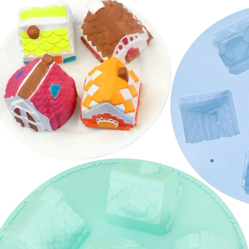 ジンジャーブレッドハウスシリコンケーキモールド、6キャビティ - Home Fragrance Gingerbread のレビューと価格