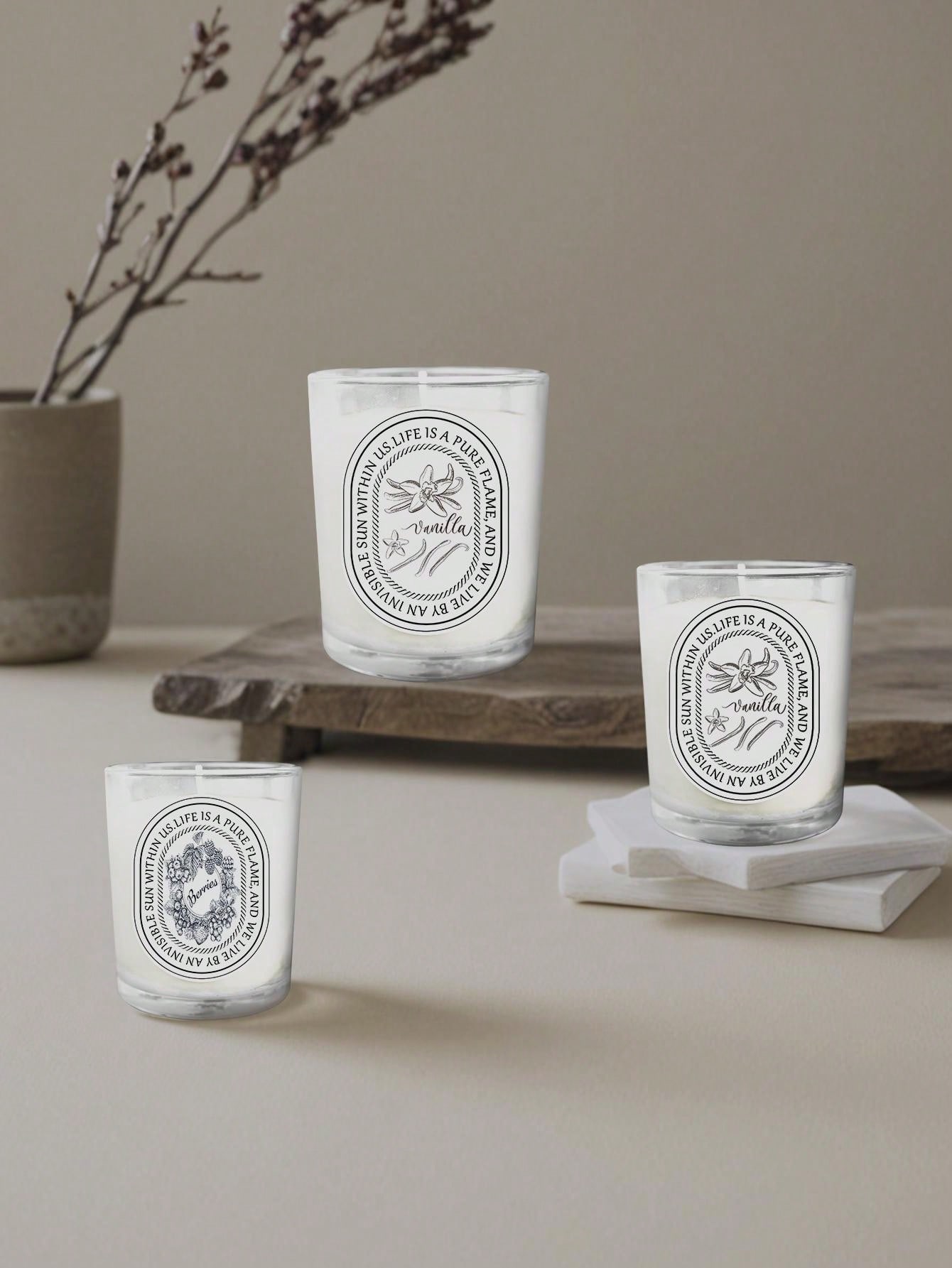 バニラ、ラベンダー、ローズのガラス瓶キャンドル、ホームフレグ - Home Fragrance Jar のレビューと価格