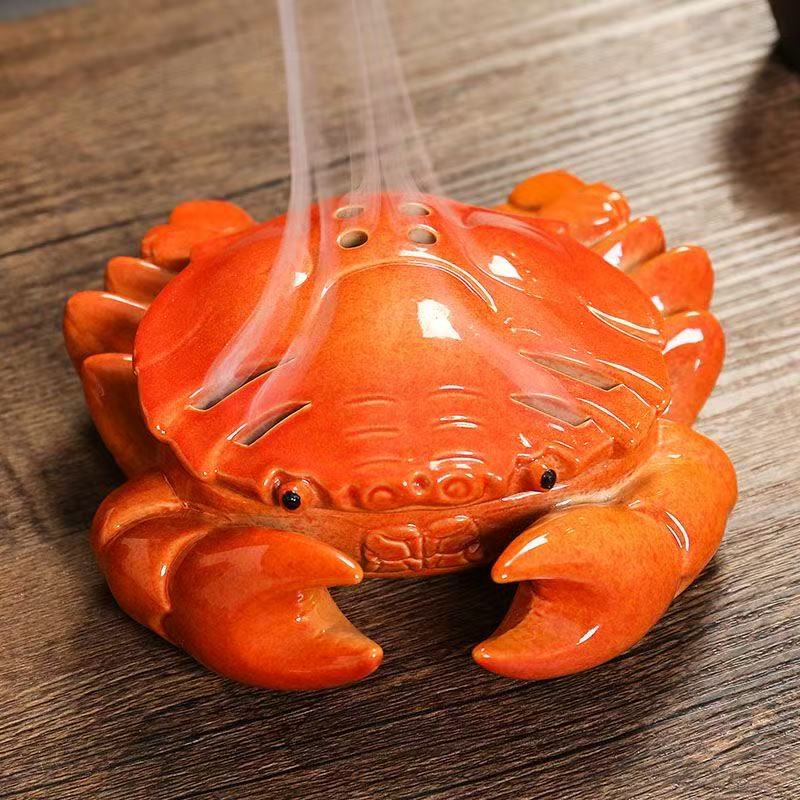 面白いカニの形をした香炉セラミック動物フィギュアホームオフィ - Xmas Home Fragrance のレビューと価格