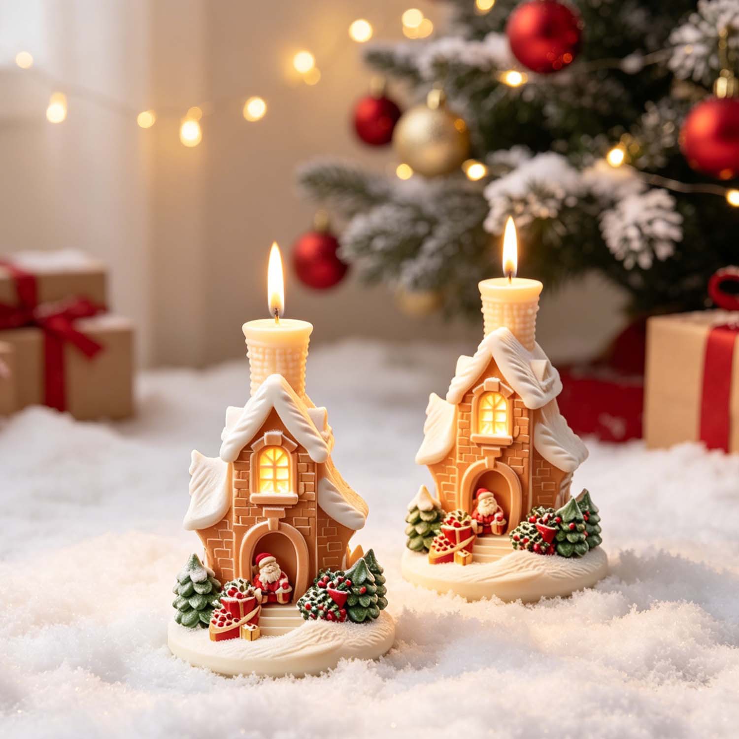 3Dサンタクリスマススノーハウスシリコンキャンドルモールド、 - Home Fragrance Gingerbread のレビューと価格