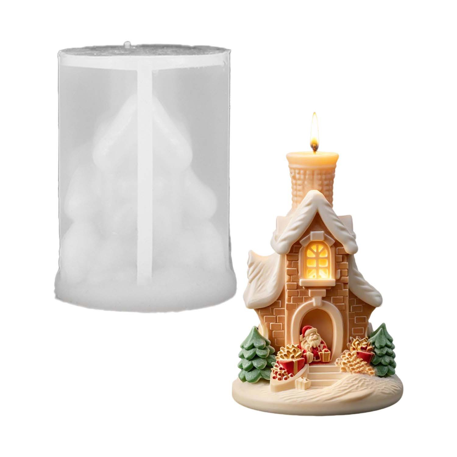3Dサンタクリスマススノーハウスシリコンキャンドルモールド、 - Home Fragrance Gingerbread のレビューと価格