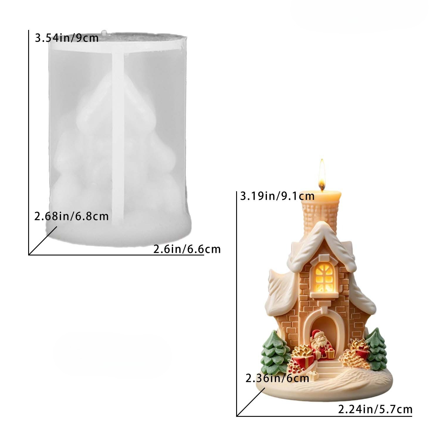3Dサンタクリスマススノーハウスシリコンキャンドルモールド、 - Home Fragrance Gingerbread のレビューと価格